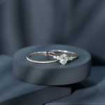 Certified 5X7 MM Oval Lab Grown Diamond Bridal Ring Set