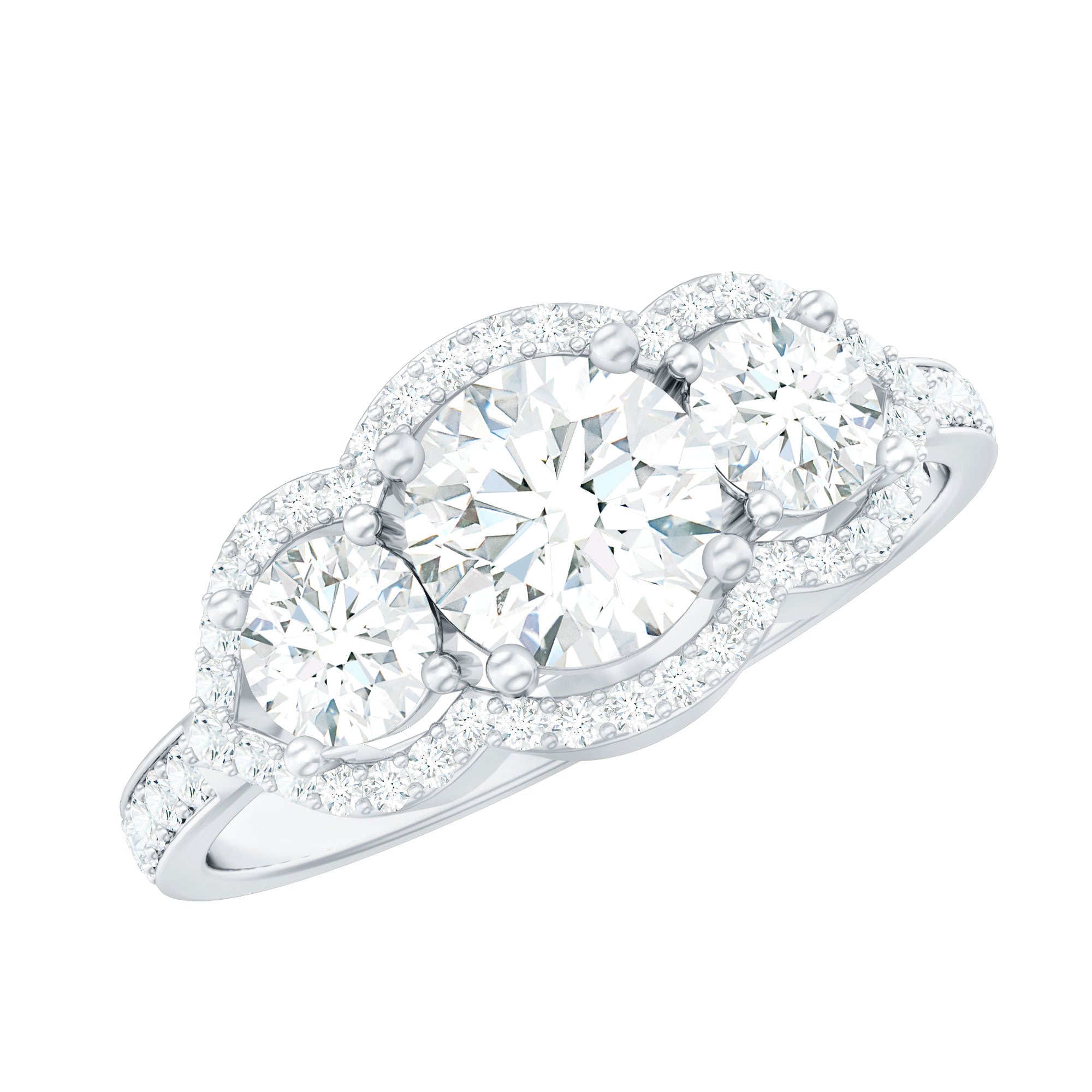 Certified Lab Grown Diamond 3 Stone Engagement Ring