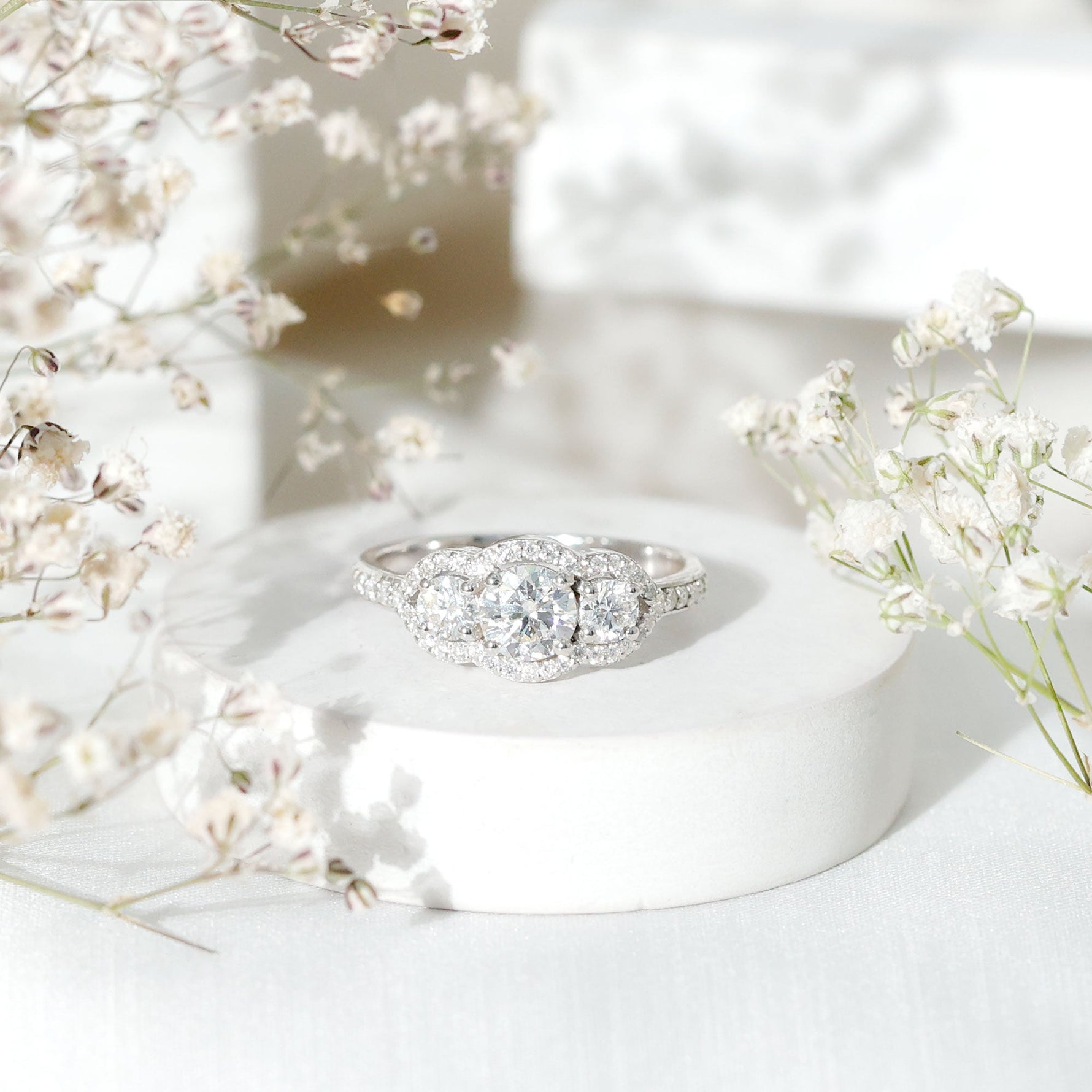 Certified Lab Grown Diamond 3 Stone Engagement Ring