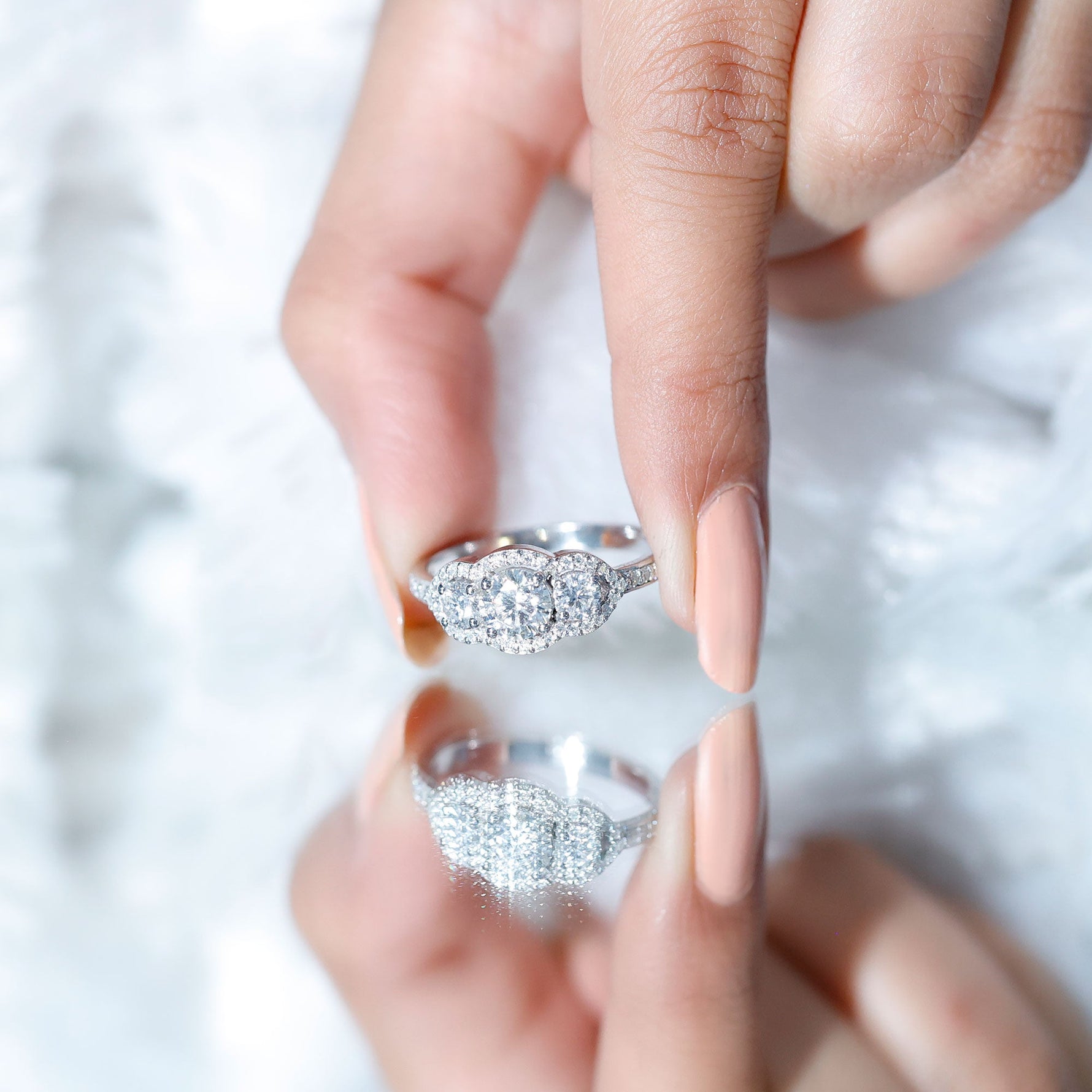 Certified Lab Grown Diamond 3 Stone Engagement Ring