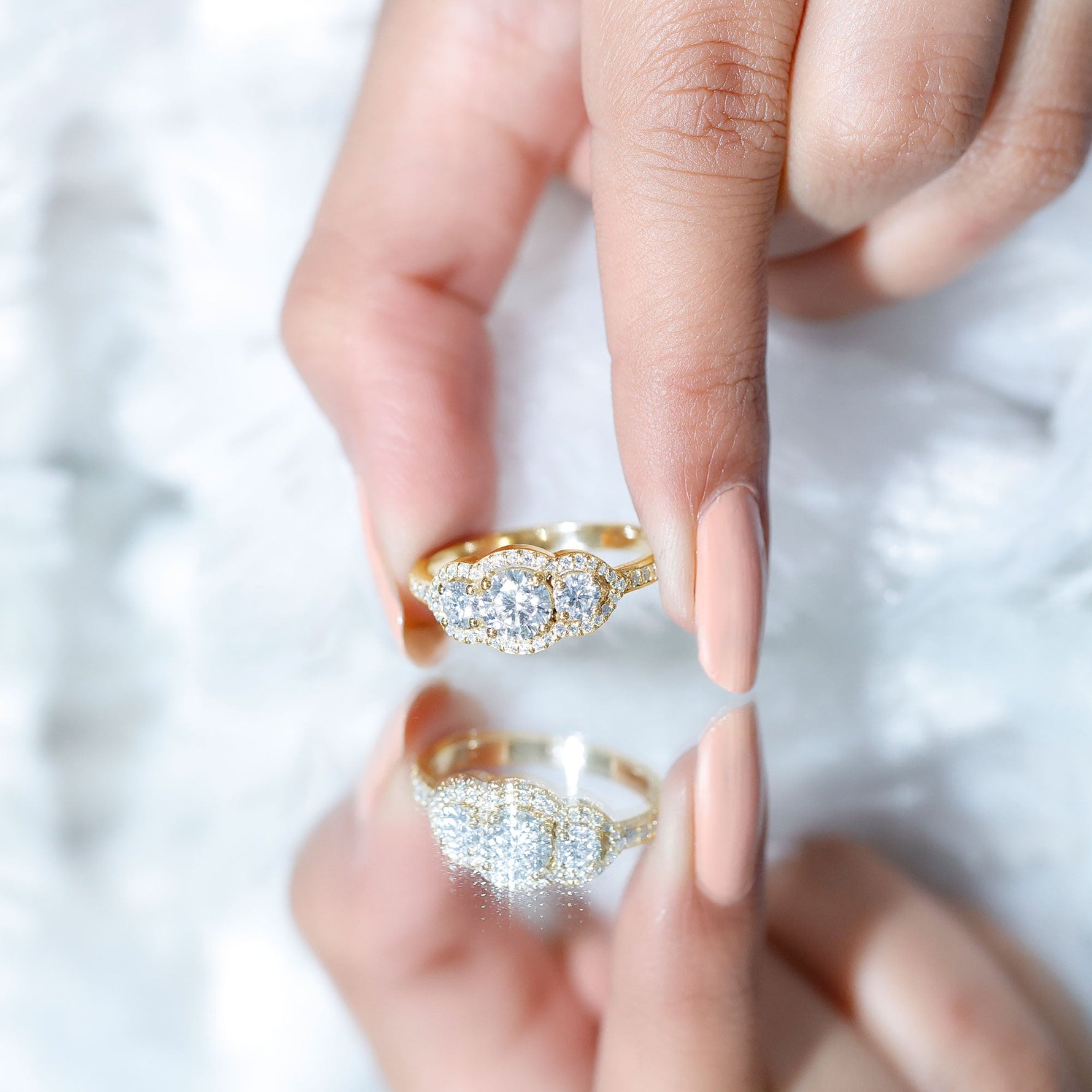 Certified Lab Grown Diamond 3 Stone Engagement Ring