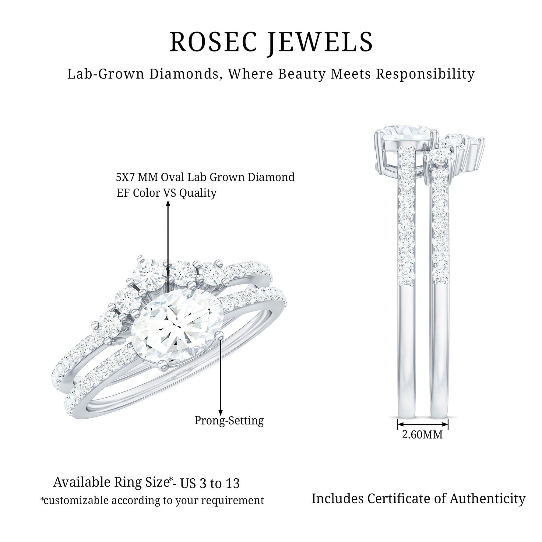 Certified 5X7 MM Lab Grown Diamond Engagement Ring Enhancer