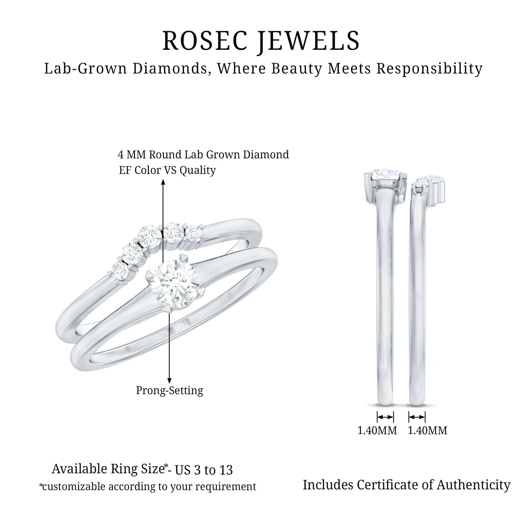 Lab Grown Diamond Minimal Engagement Ring With Enhancer