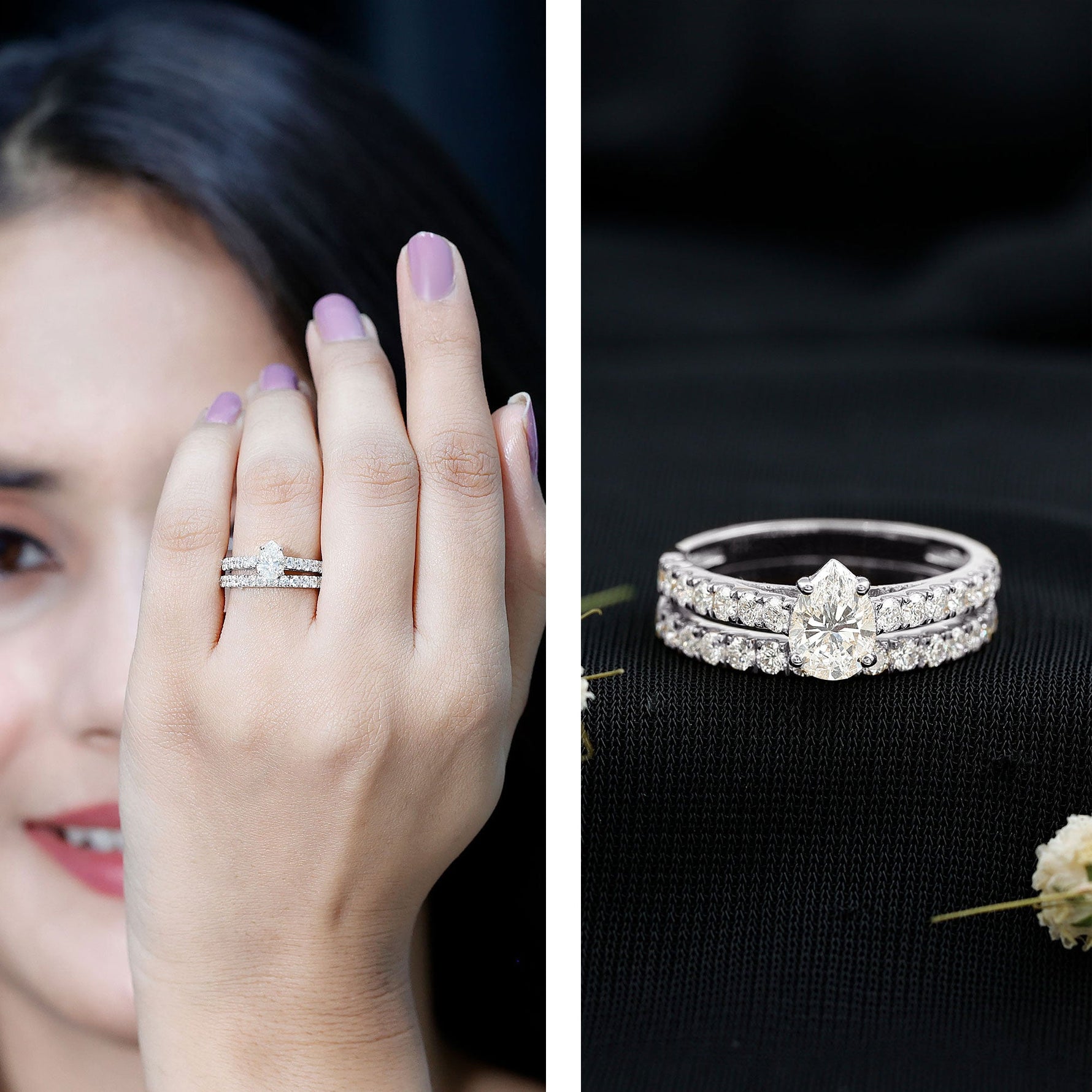 Certified Lab Grown Diamond Engagement Ring With Wedding Band