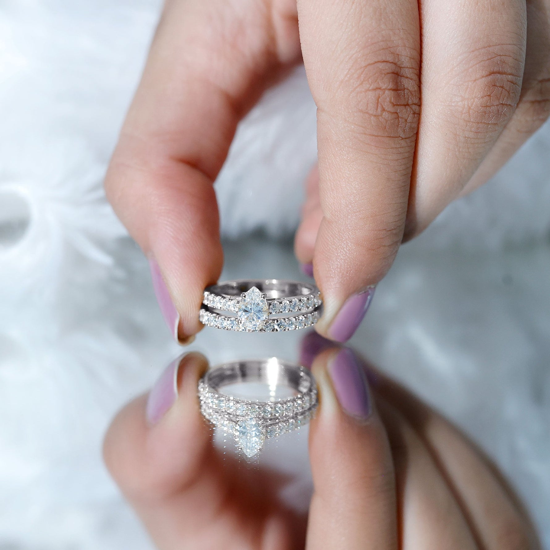 Certified Lab Grown Diamond Engagement Ring With Wedding Band