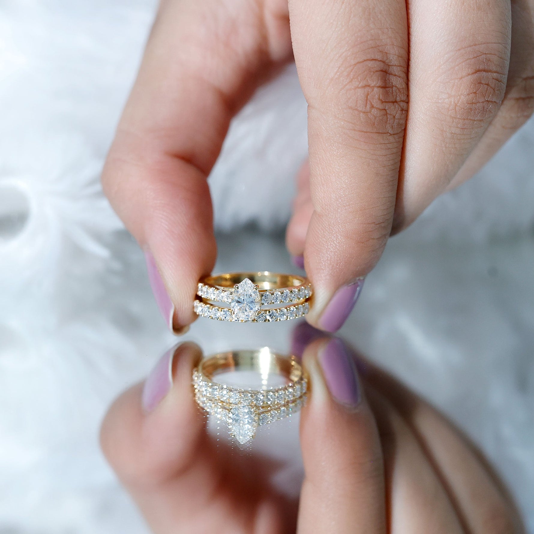 Certified Lab Grown Diamond Engagement Ring With Wedding Band