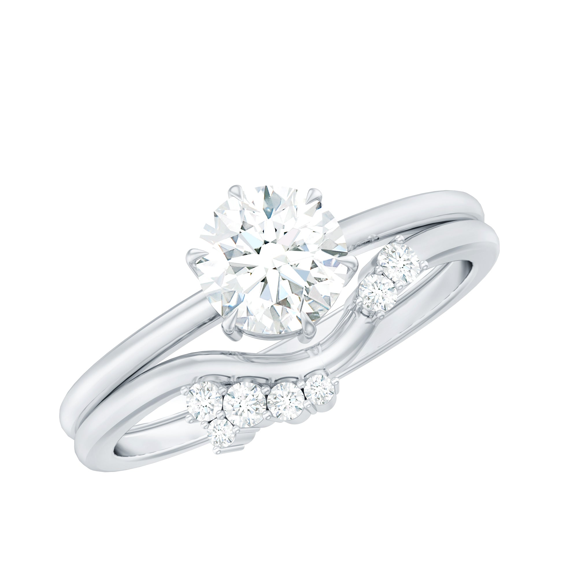 Certified 6 MM Lab Grown Diamond Designer Bridal Ring Set