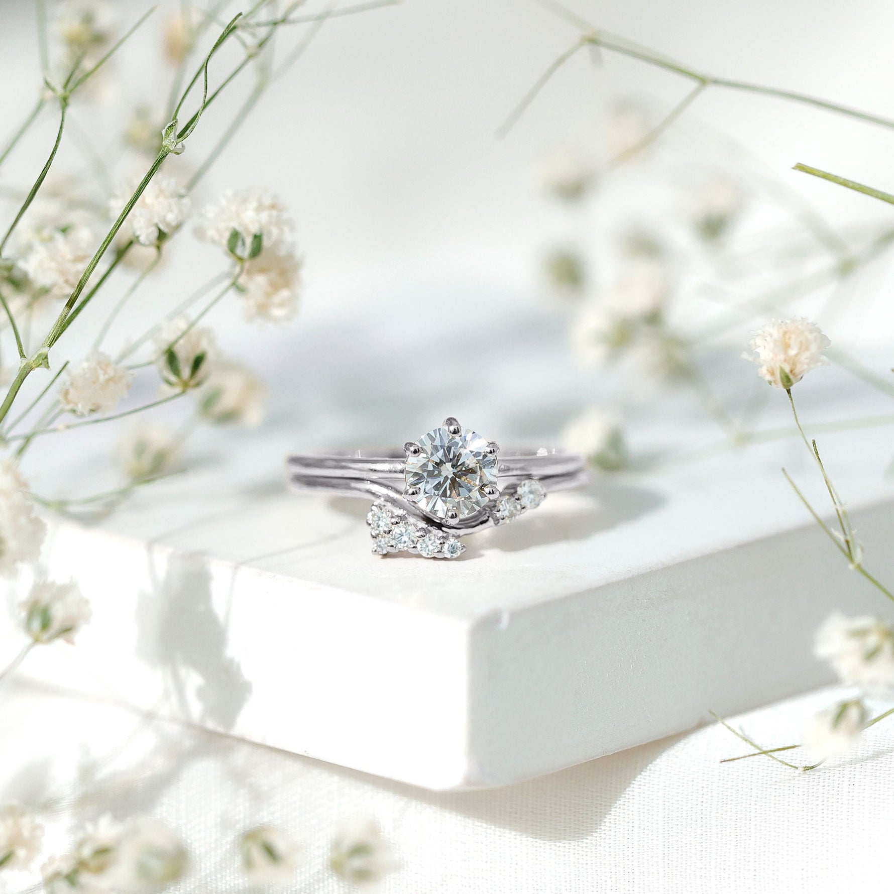 Certified 6 MM Lab Grown Diamond Designer Bridal Ring Set