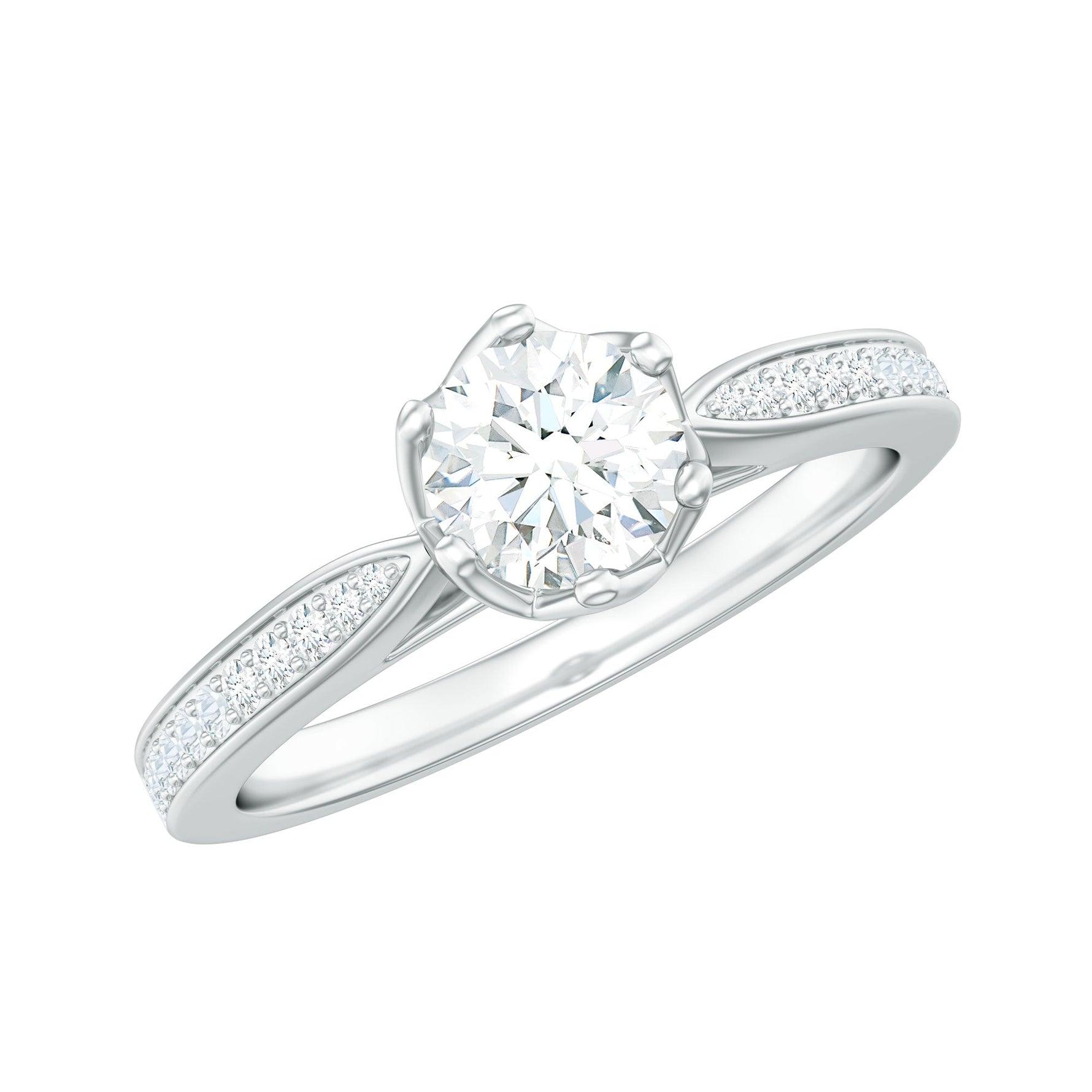 Lab Grown Diamond Solitaire Engagement Ring with Side Stones
