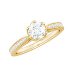 Lab Grown Diamond Solitaire Engagement Ring with Side Stones