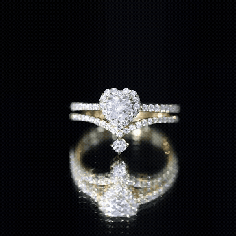 Certified 5 MM Lab Grown Diamond Heart Bridal Ring Set