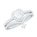 Certified 5 MM Lab Grown Diamond Heart Bridal Ring Set