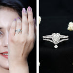 Certified 5 MM Lab Grown Diamond Heart Bridal Ring Set