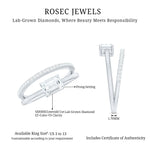 Lab Grown Diamond 6X8MM Emerald Cut Engagement Ring With Diamond Studded Shank