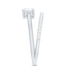 Lab Grown Diamond 6X8MM Emerald Cut Engagement Ring With Diamond Studded Shank