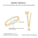 Lab Grown Diamond 6X8MM Emerald Cut Engagement Ring With Diamond Studded Shank