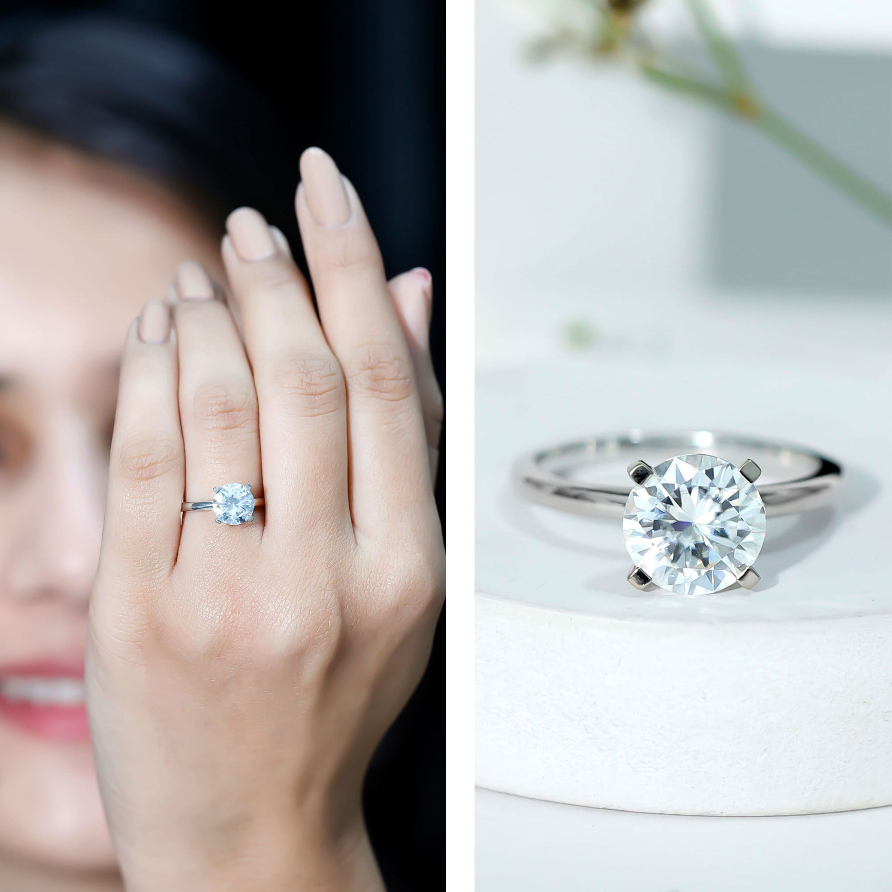 Certified 8 MM Round Lab Grown Diamond 4 Prong Engagement Ring