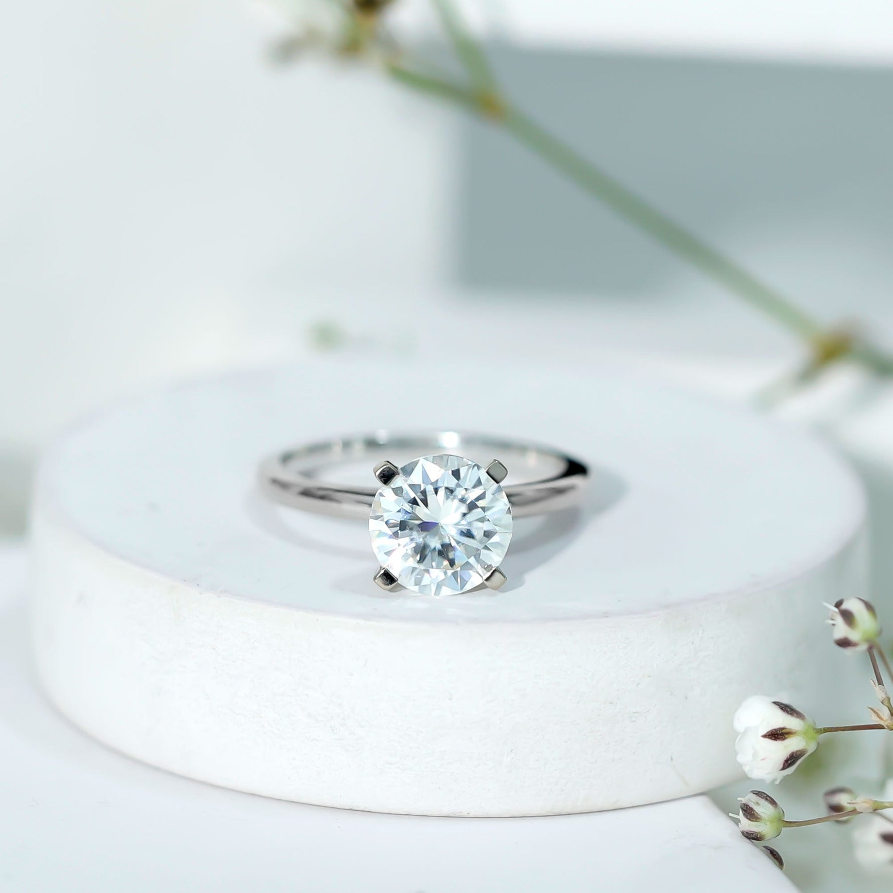 Certified 8 MM Round Lab Grown Diamond 4 Prong Engagement Ring