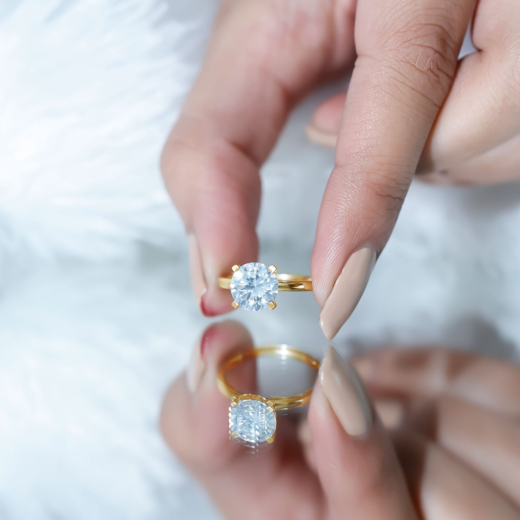 Certified 8 MM Round Lab Grown Diamond 4 Prong Engagement Ring