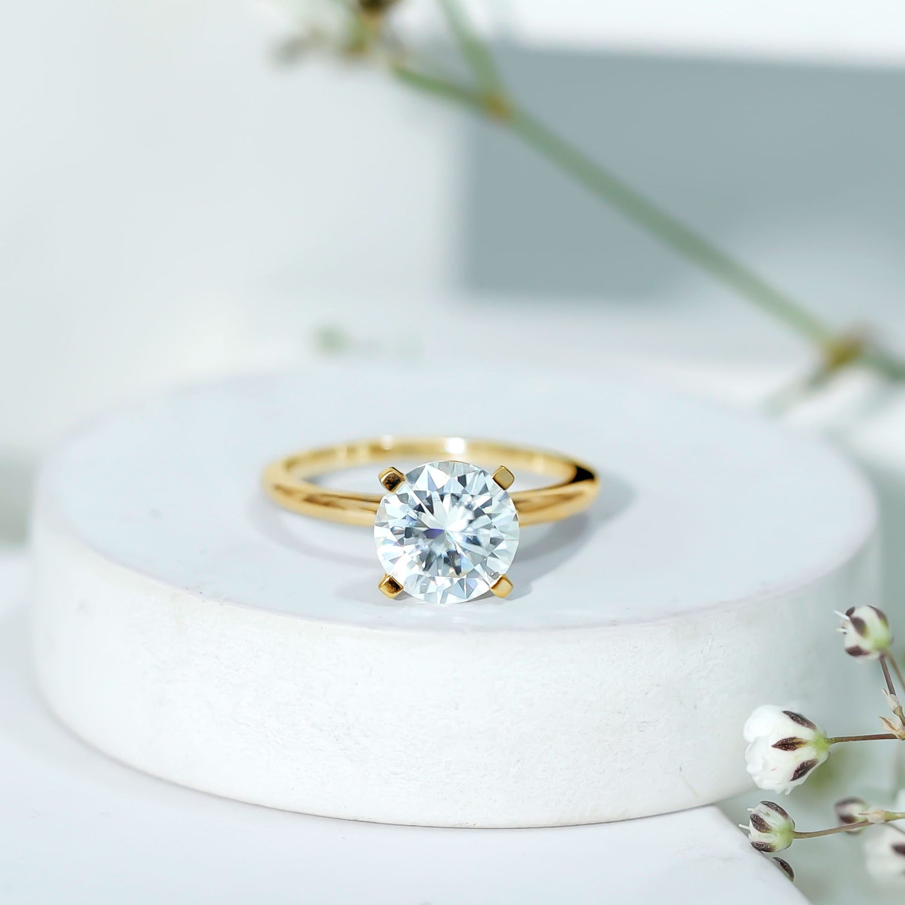 Certified 8 MM Round Lab Grown Diamond 4 Prong Engagement Ring