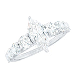 Lab Created Diamond Marquise Engagement Ring With Side Stones