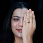 Lab Created Diamond Marquise Engagement Ring With Side Stones