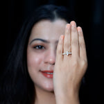 Lab Created Diamond Marquise Engagement Ring With Side Stones