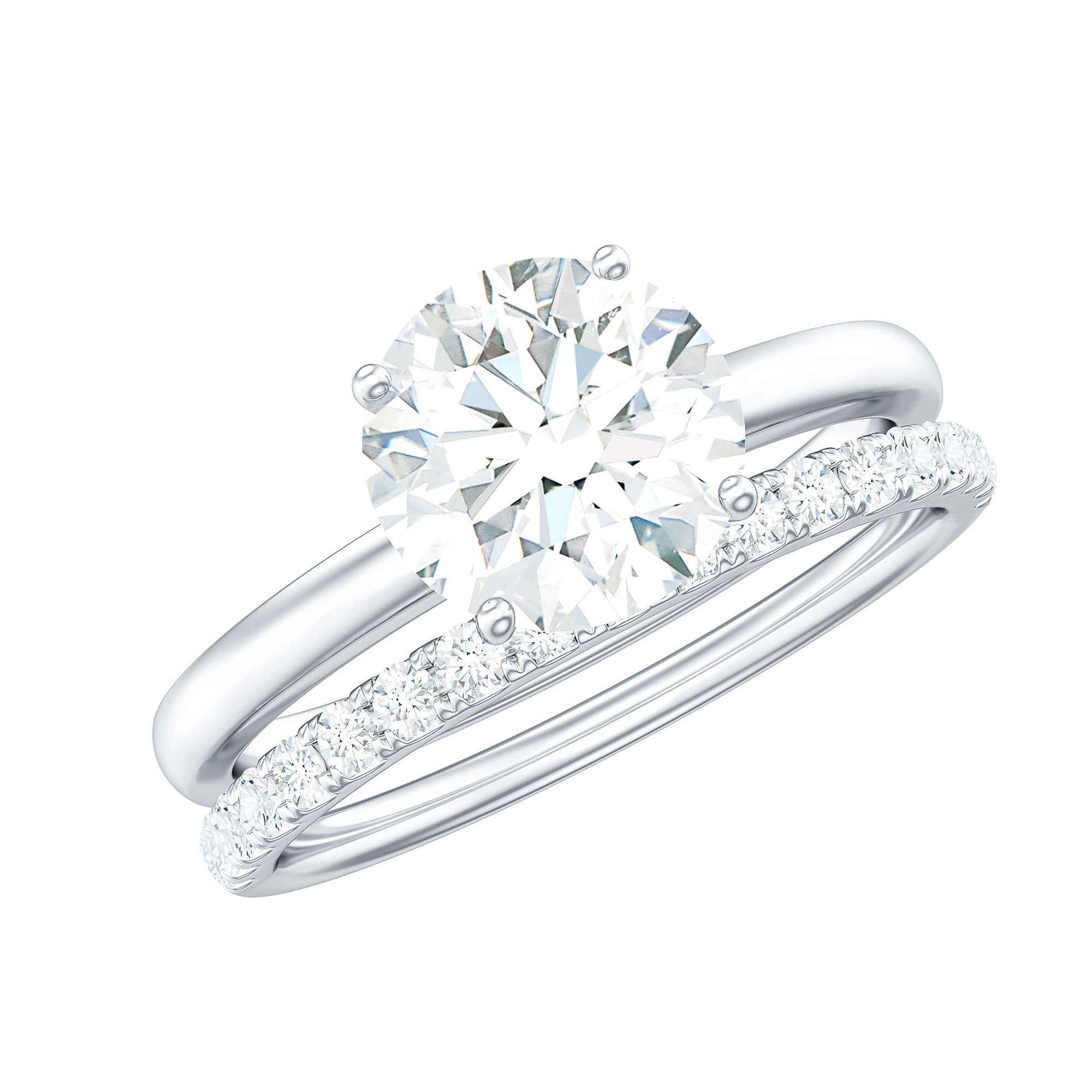 Certified 8 MM Lab Grown Diamond Solitaire Wedding Ring Set