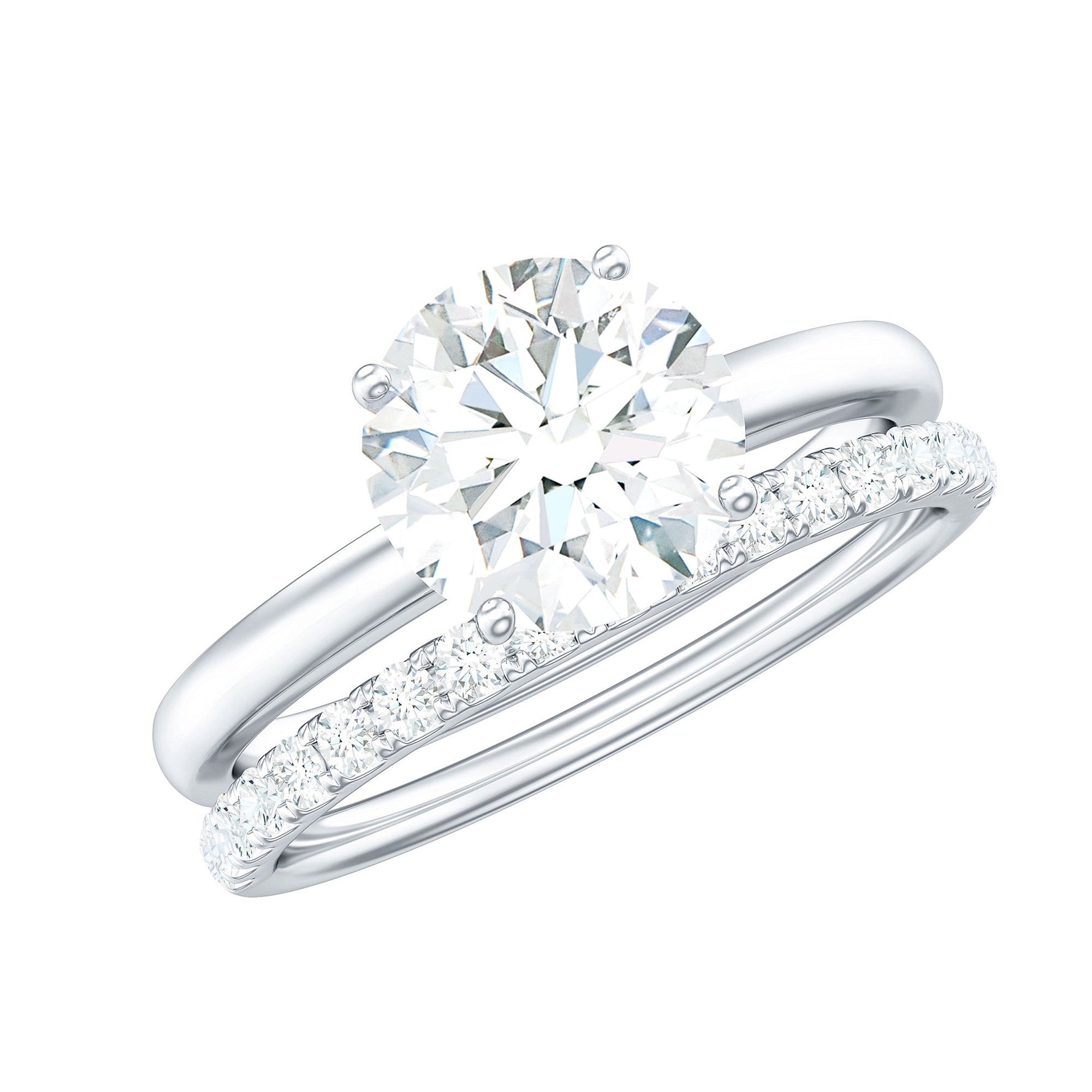 Certified 8 MM Lab Grown Diamond Solitaire Wedding Ring Set