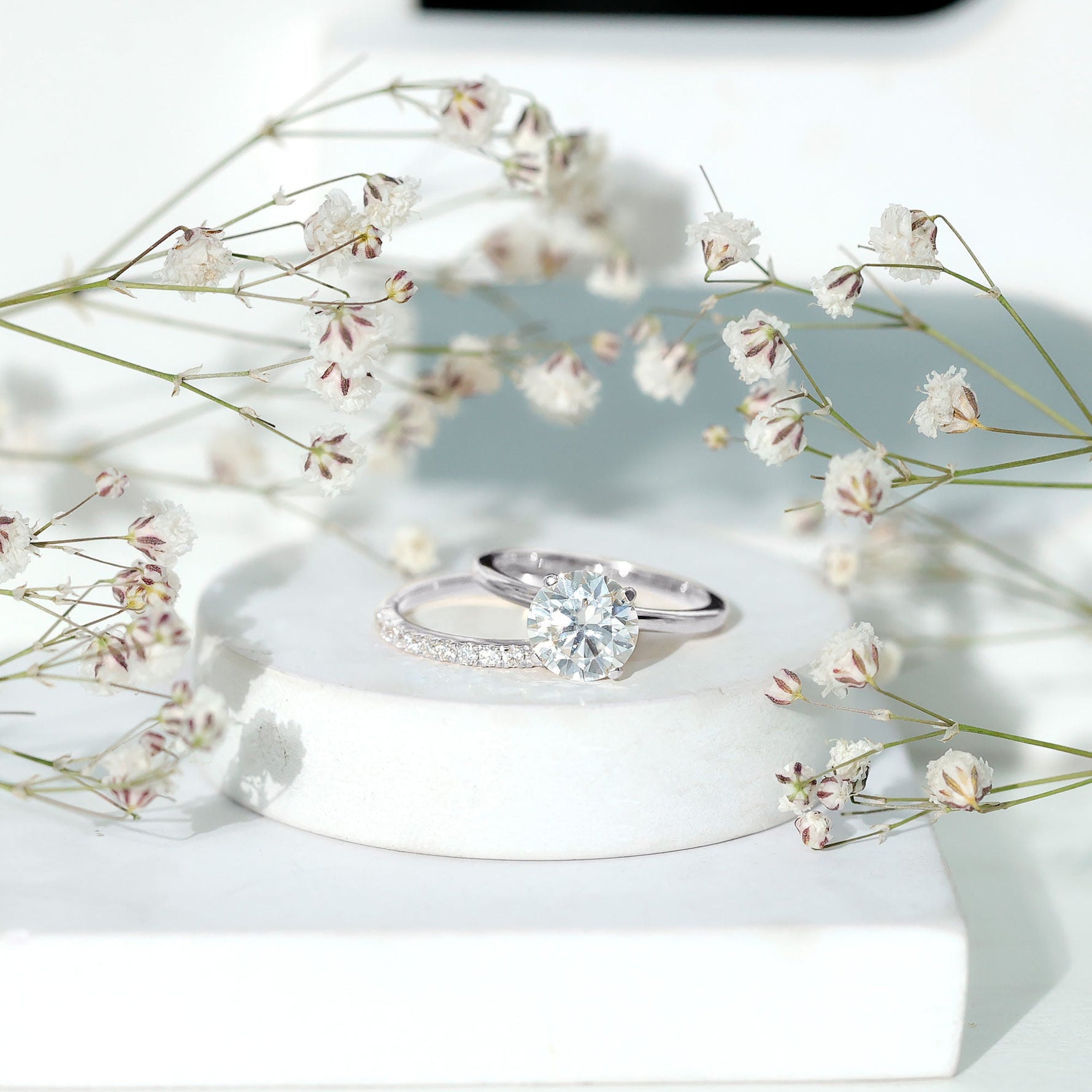 Certified 8 MM Lab Grown Diamond Solitaire Wedding Ring Set