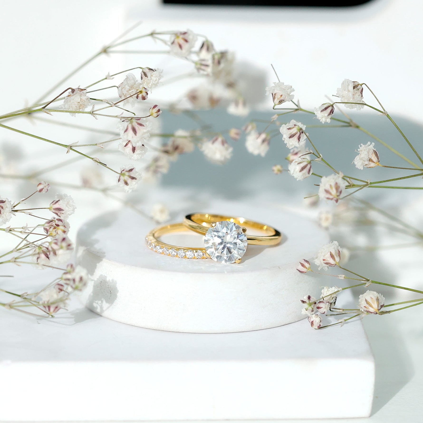 Certified 8 MM Lab Grown Diamond Solitaire Wedding Ring Set