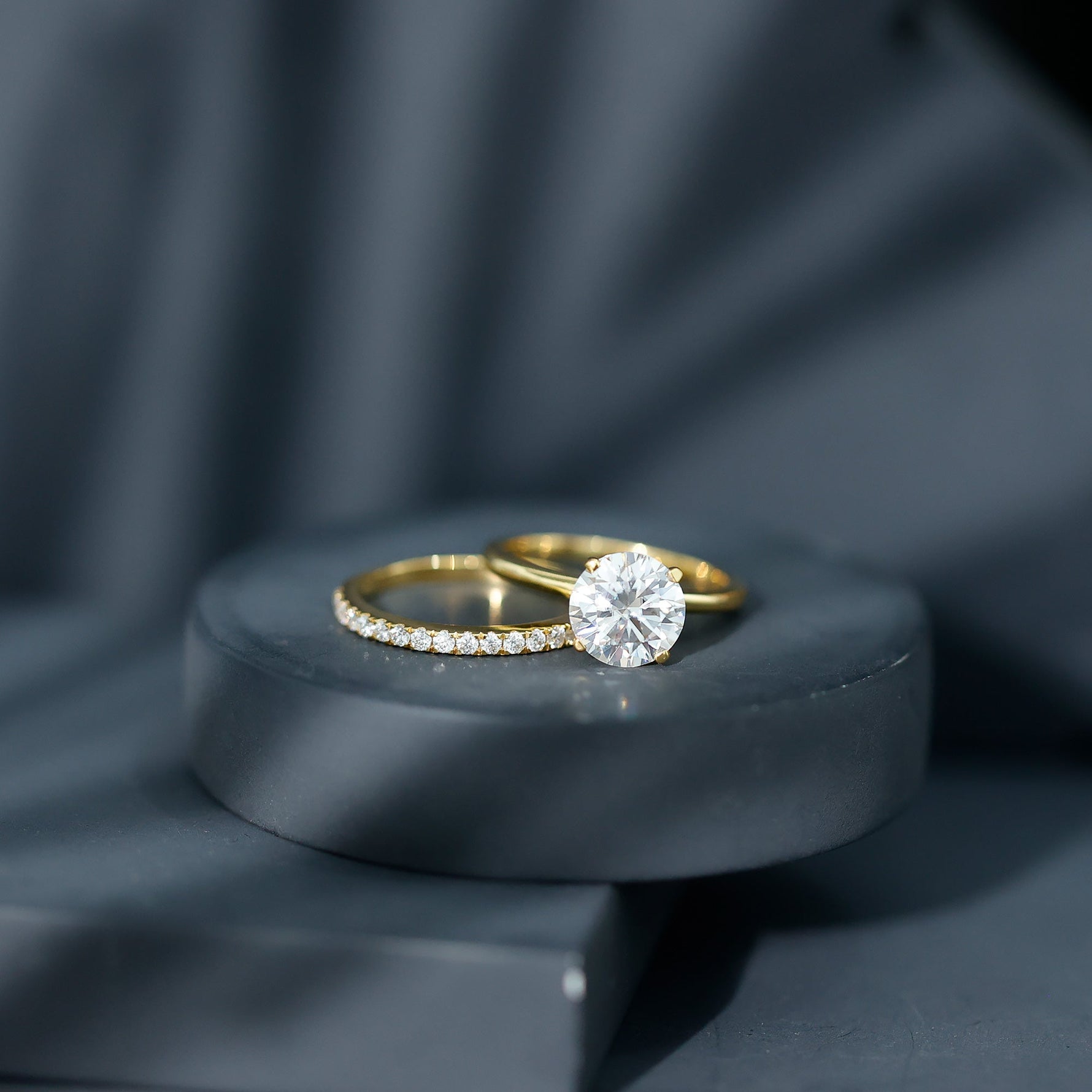 Certified 8 MM Lab Grown Diamond Solitaire Wedding Ring Set