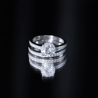 Certified 8 MM Lab Grown Diamond Engagement Ring With Wedding Band