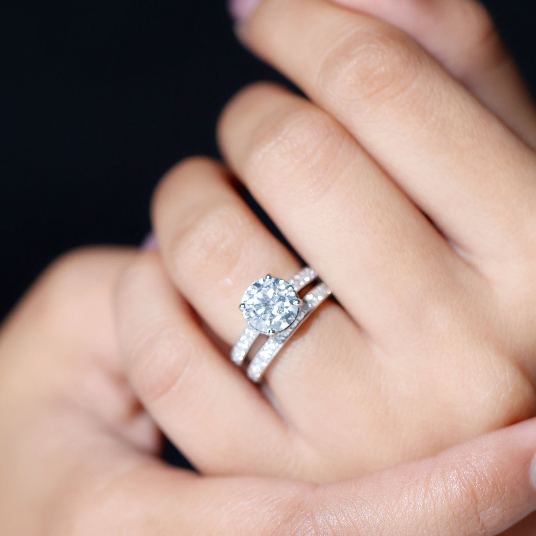 Certified 8 MM Lab Grown Diamond Engagement Ring With Wedding Band