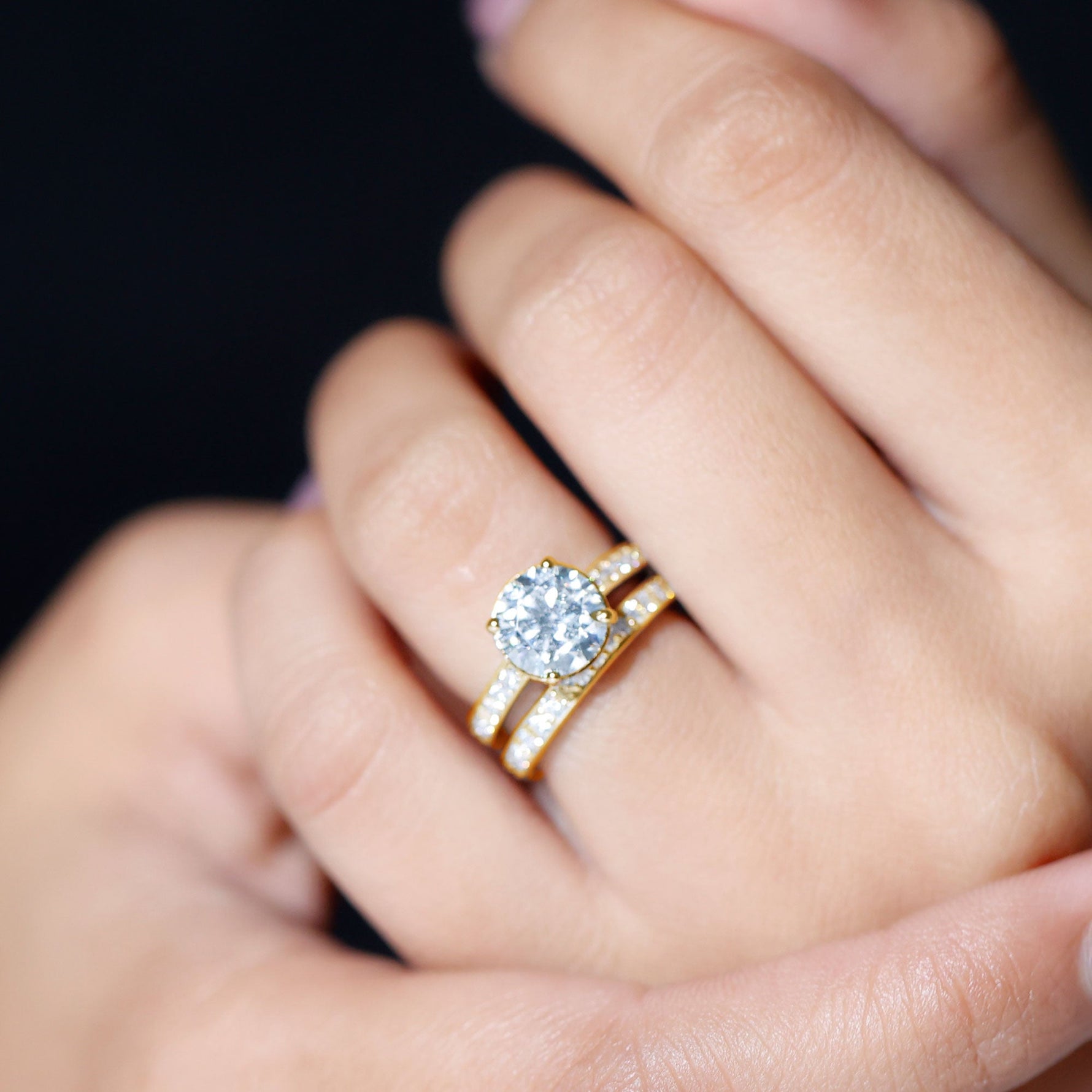 Certified 8 MM Lab Grown Diamond Engagement Ring With Wedding Band