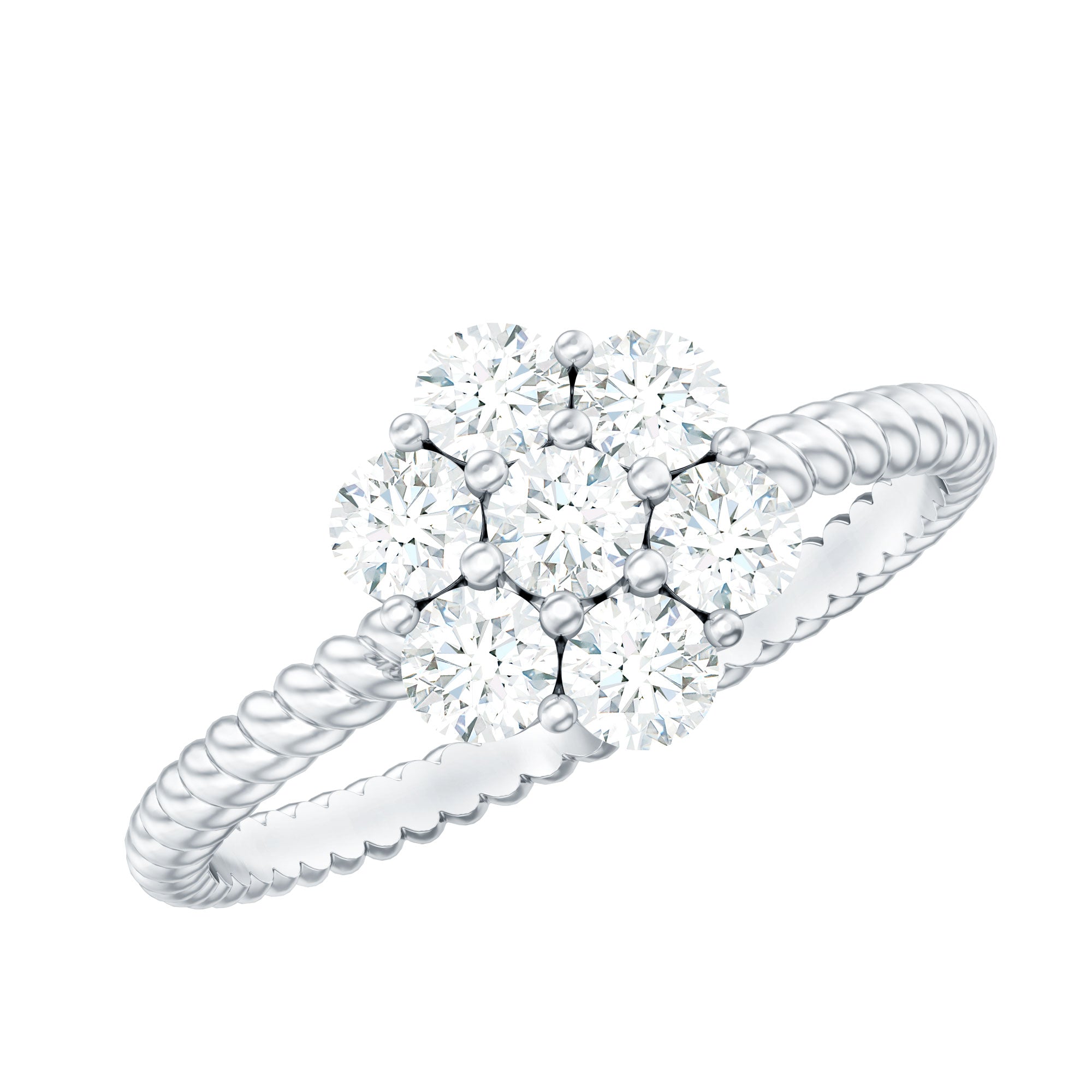 Lab Created Diamond Flower Engagement Ring for Her