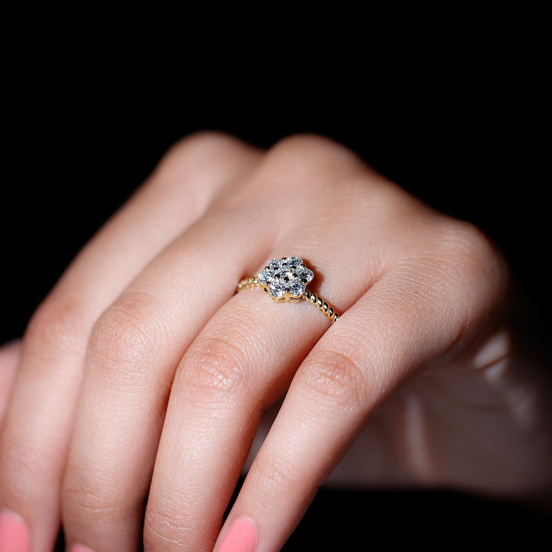 Lab Created Diamond Flower Engagement Ring for Her