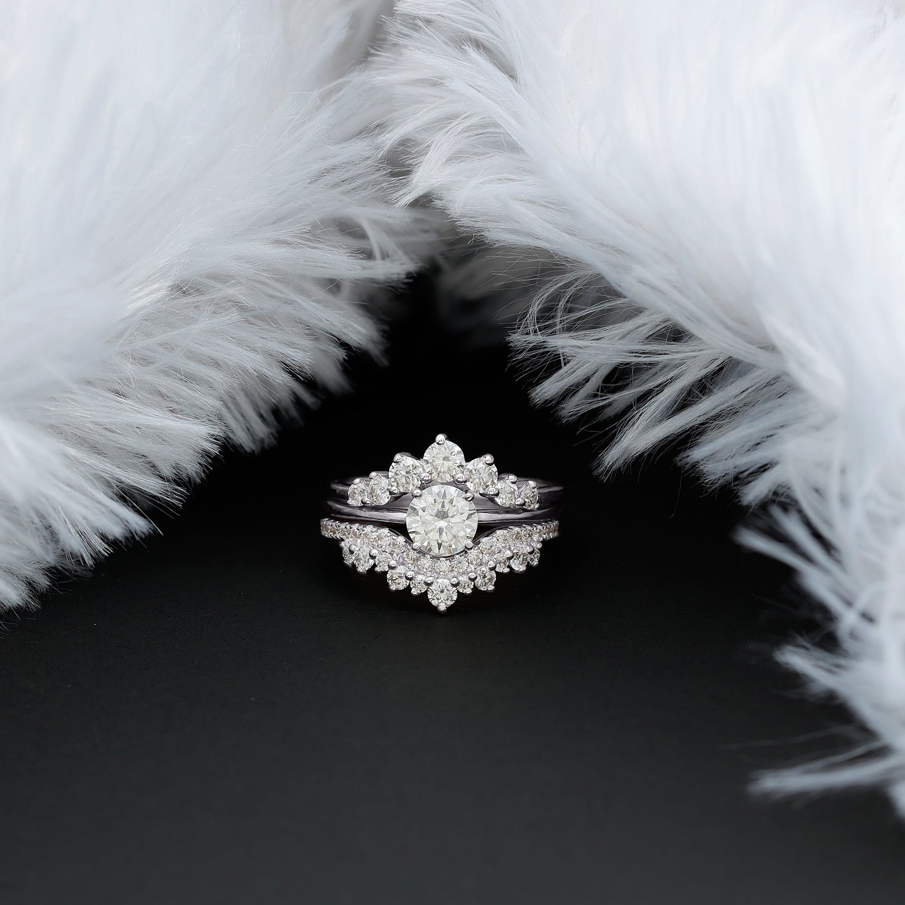 Lab Grown Diamond Vintage Bridal Ring Set with 3 Piece