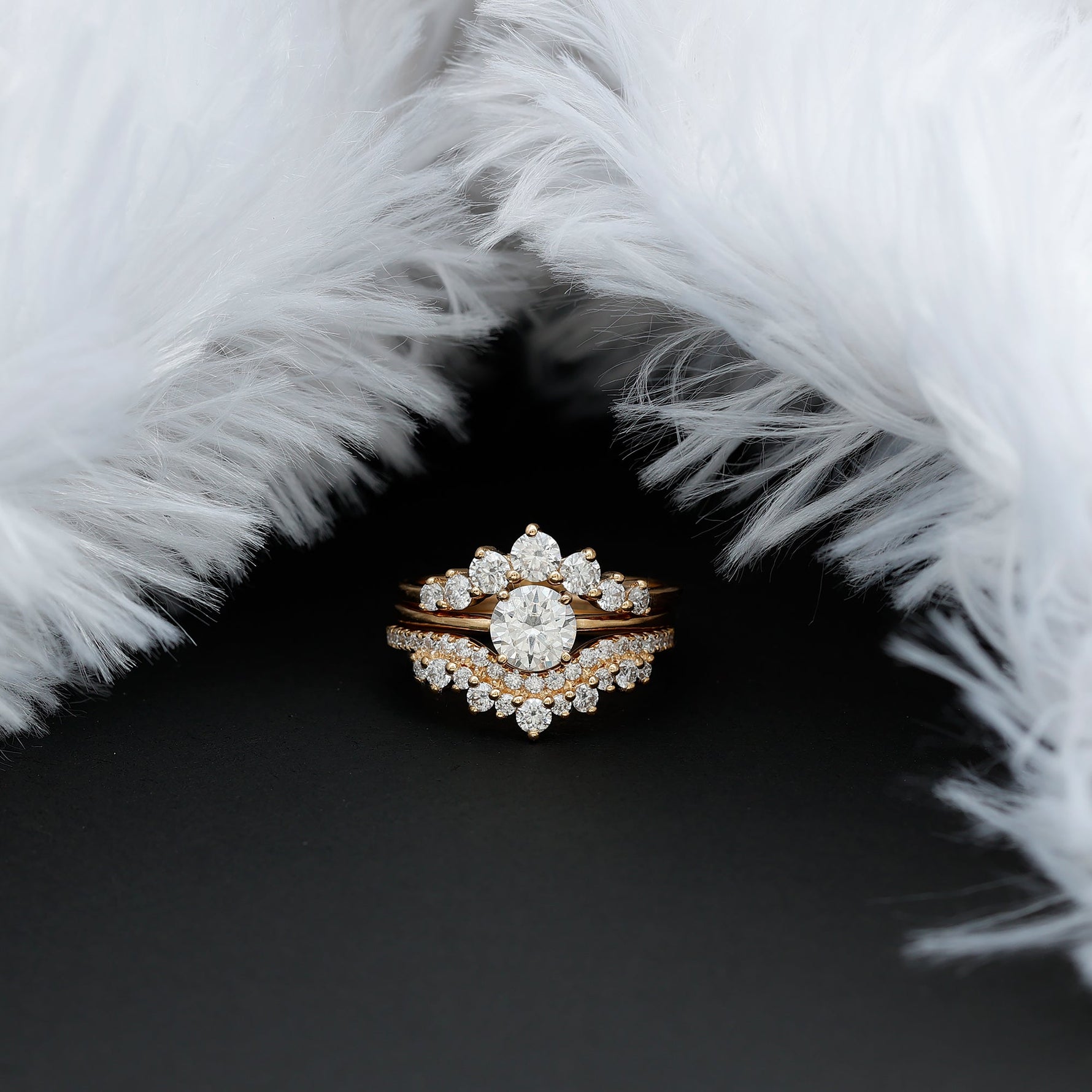 Lab Grown Diamond Vintage Bridal Ring Set with 3 Piece