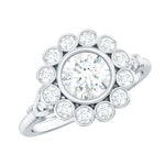 Lab Created Diamond Flower Engagement Ring for Women