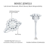 Lab Created Diamond Flower Engagement Ring for Women