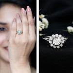Lab Created Diamond Flower Engagement Ring for Women