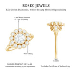 Lab Created Diamond Flower Engagement Ring for Women
