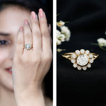Lab Created Diamond Flower Engagement Ring for Women
