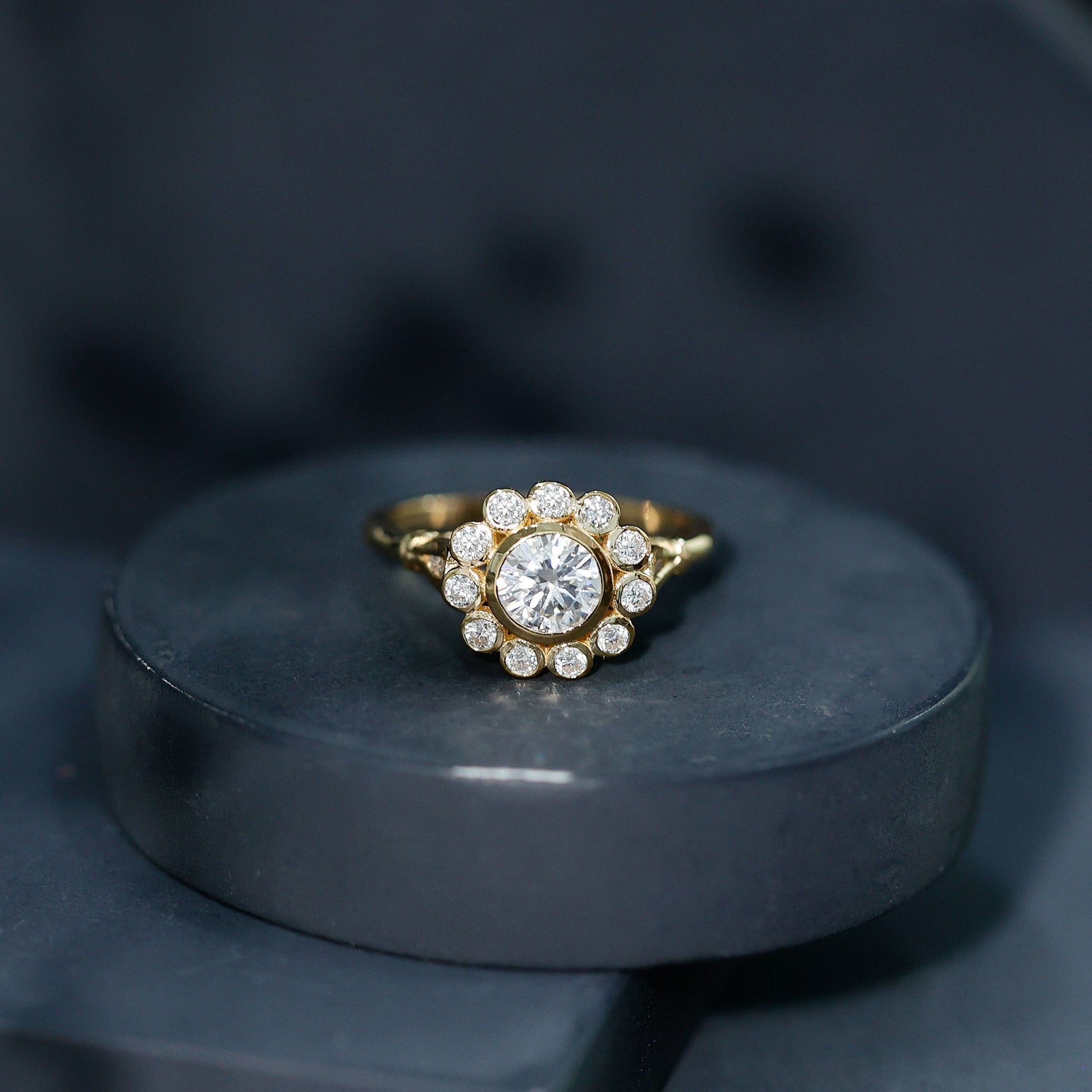 Lab Created Diamond Flower Engagement Ring for Women
