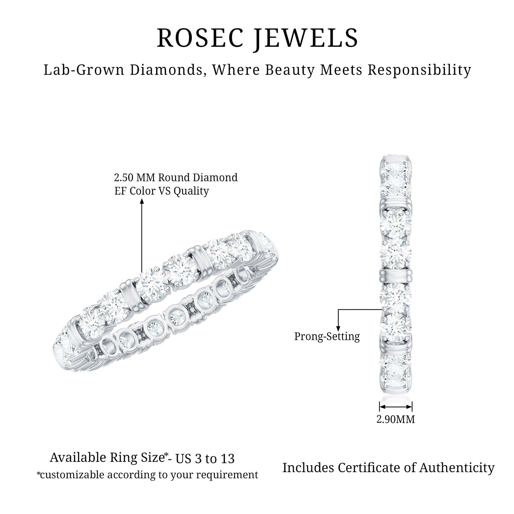 Lab Created Diamond Full Eternity Band Ring for Women