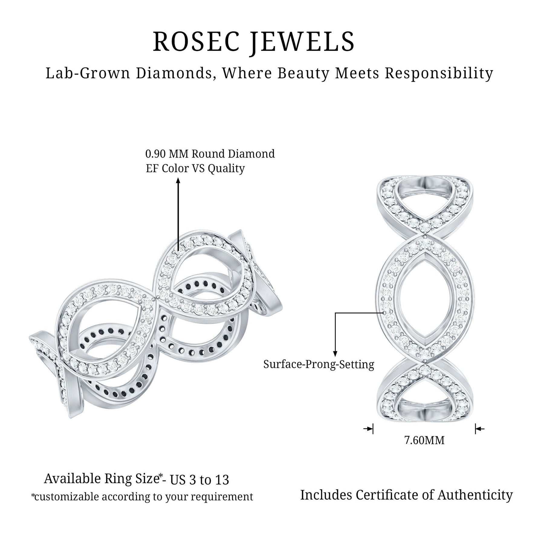 Lab Created Diamond Infinity Band Ring for Women
