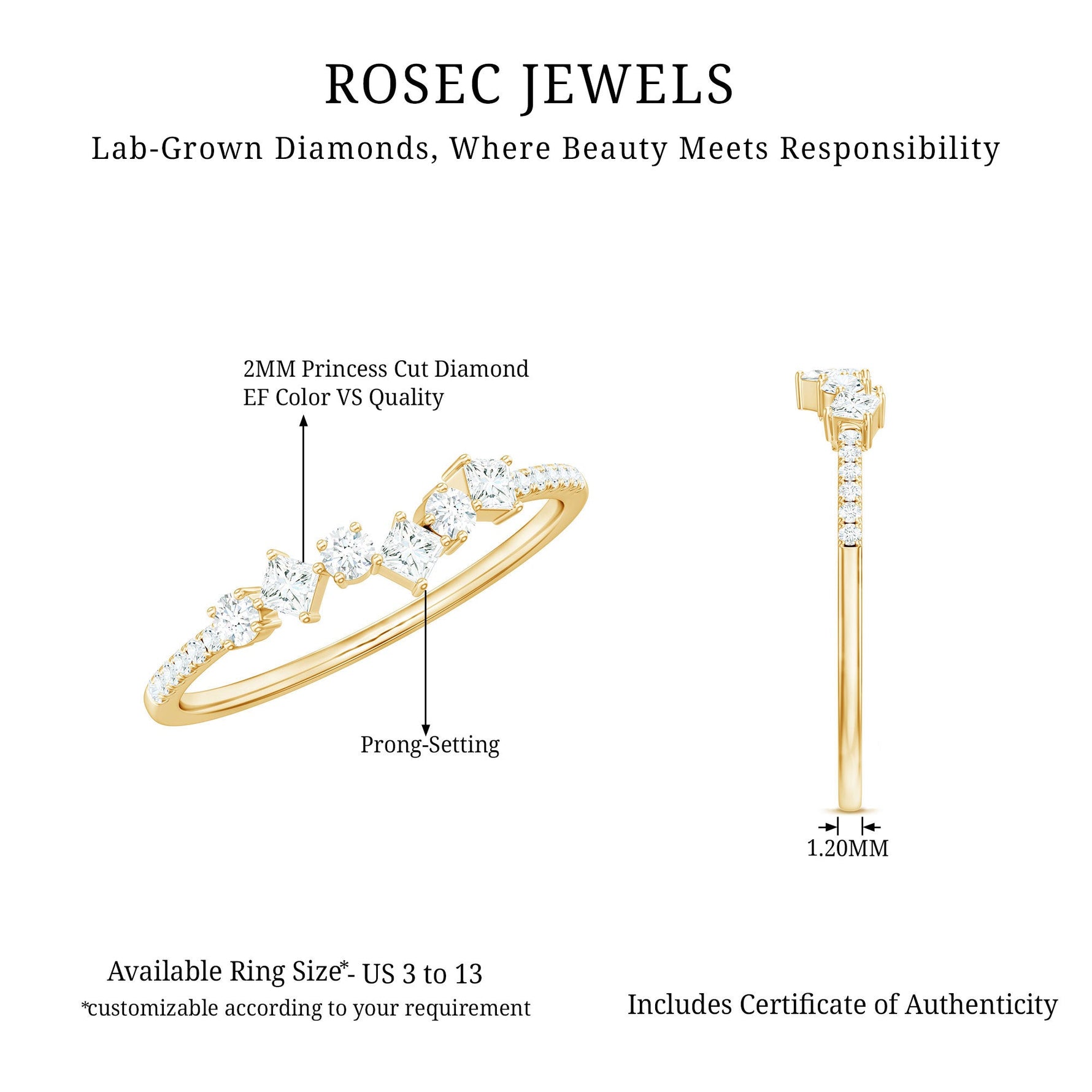 Minimalist Lab Grown Diamond Half Eternity Ring