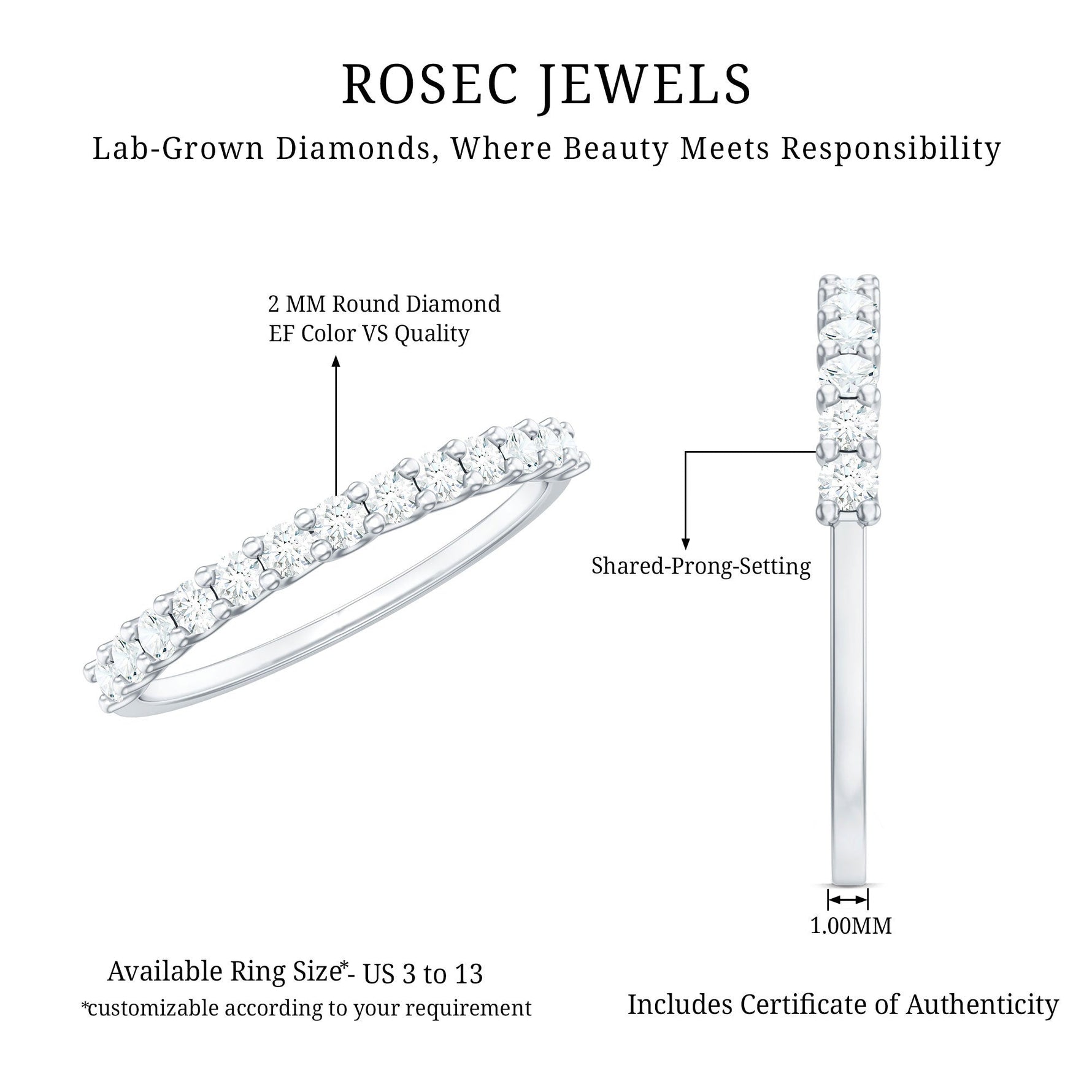 Lab Grown Diamond Eternity Stackable Ring