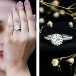 8mm Lab Created Diamond Round Engagement Ring With Hidden Halo